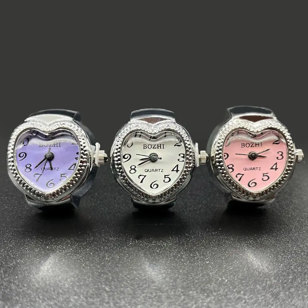 Vintage Elastic Stretchy Rings Gift Love Quartz Ring Watch Digital Watch Ring Watch Round Quartz Finger Rings