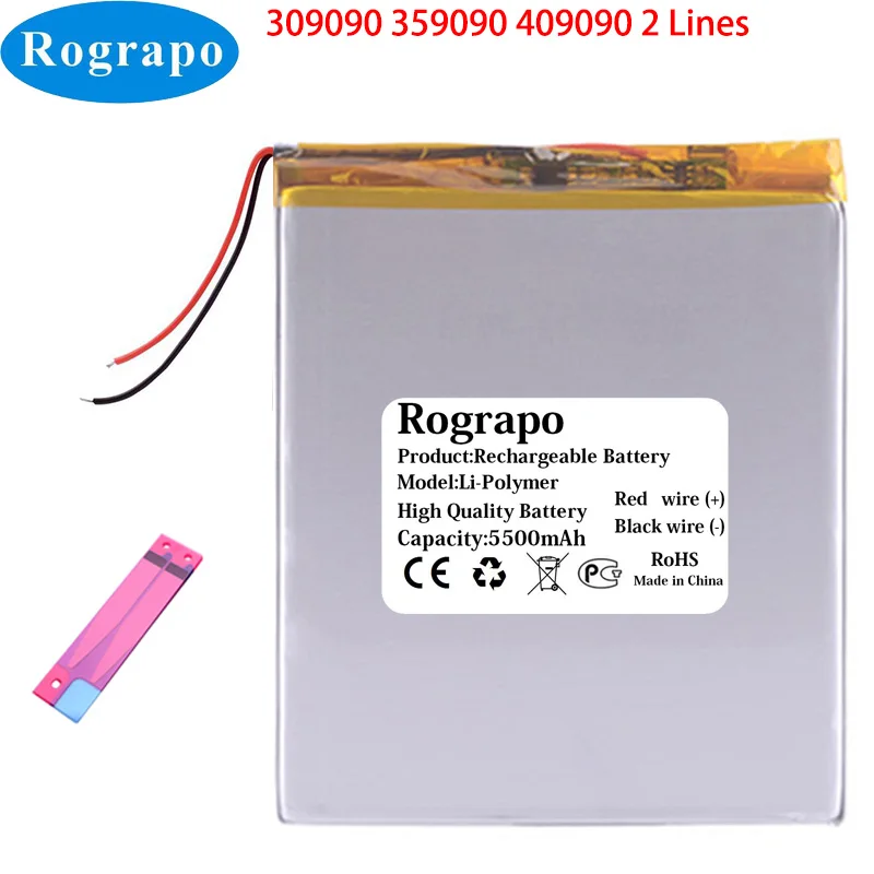 

New 3.8V 5500mAh 309090 359090 409090 Tablet PC Battery 2 Lines