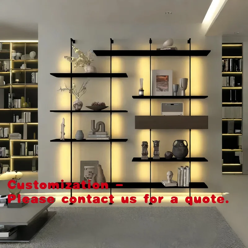 

Customize.Light Luxury Bookshelf with Light Partition Storage Rack Living Room Office Shoe Store Display Rack Open Display Rack