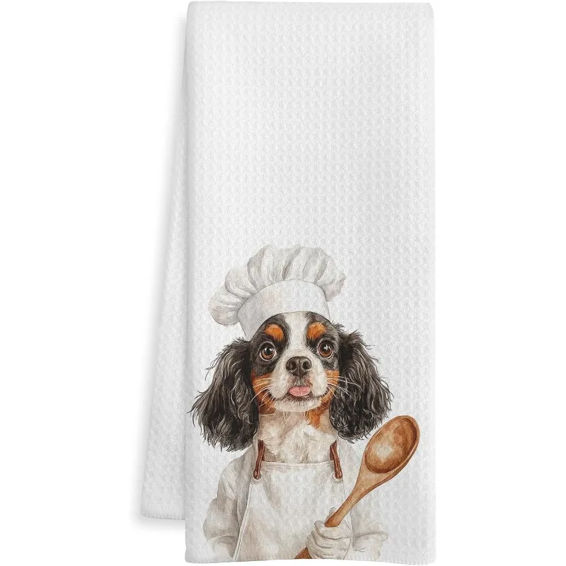 1pc Cavalier King Charles Spaniel Chef Kitchen Towel,Soft Ab