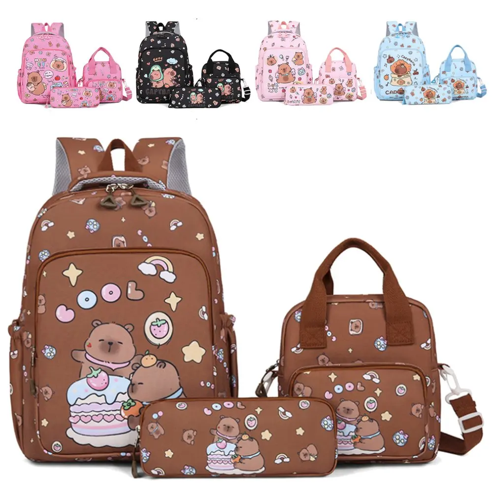 

Школьные сумки с капибарой для мальчиков и девочек, школьная сумка для начальной школы, школьный рюкзак с героями мультфильмов, набор рюкзаков, милые детские сумки для книг