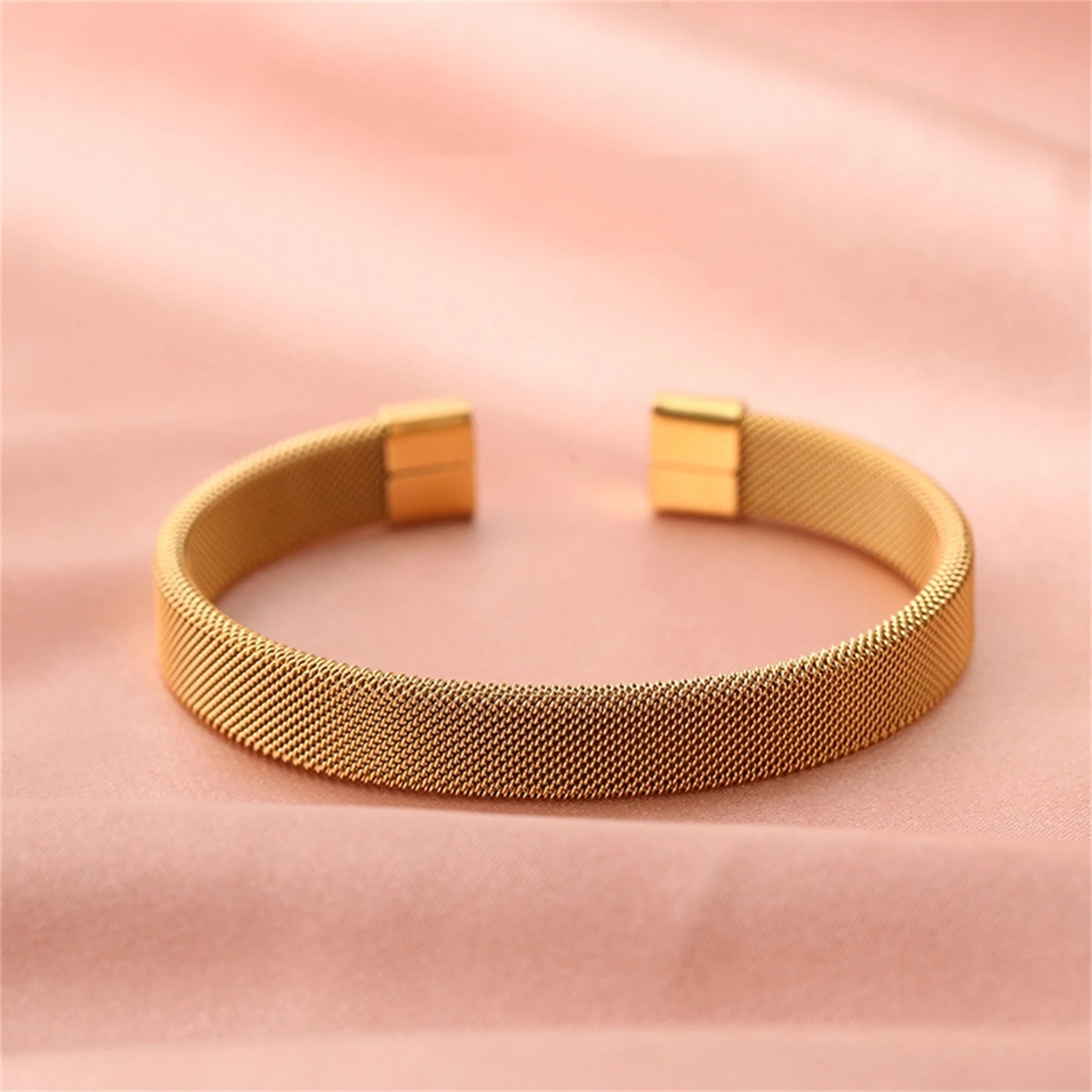 316L Stainles Steel Vintage Minimalist Woven C-Shaped Open Bracelets Ladies Fashion Trend High Jewelry Accessories Party Gifts