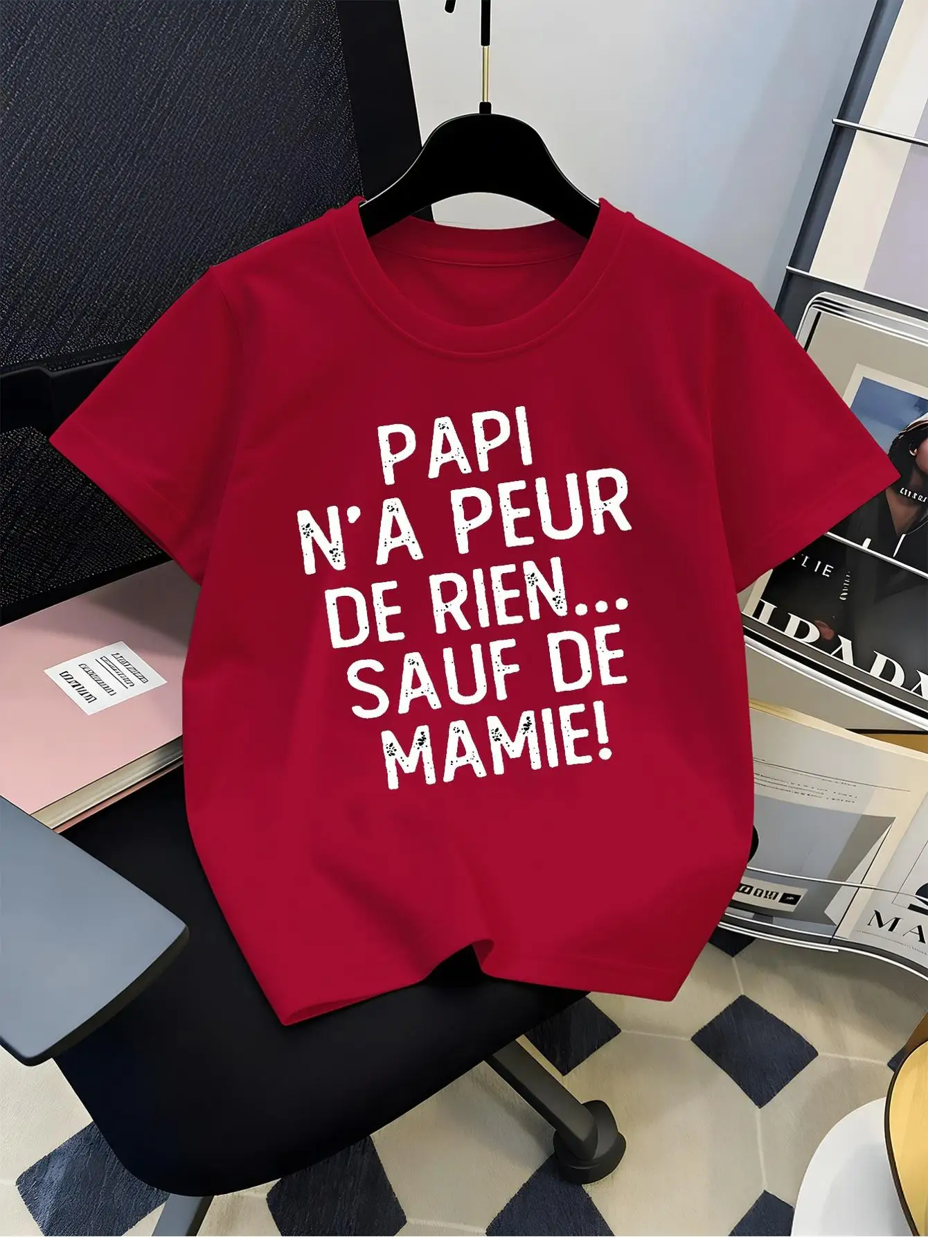 French Papi N A Peur De Rien Sauf De Mamie Graphic T Shirt For Boys Girls Family Matching Short Sleeve Tee Parent Kid Summer Top