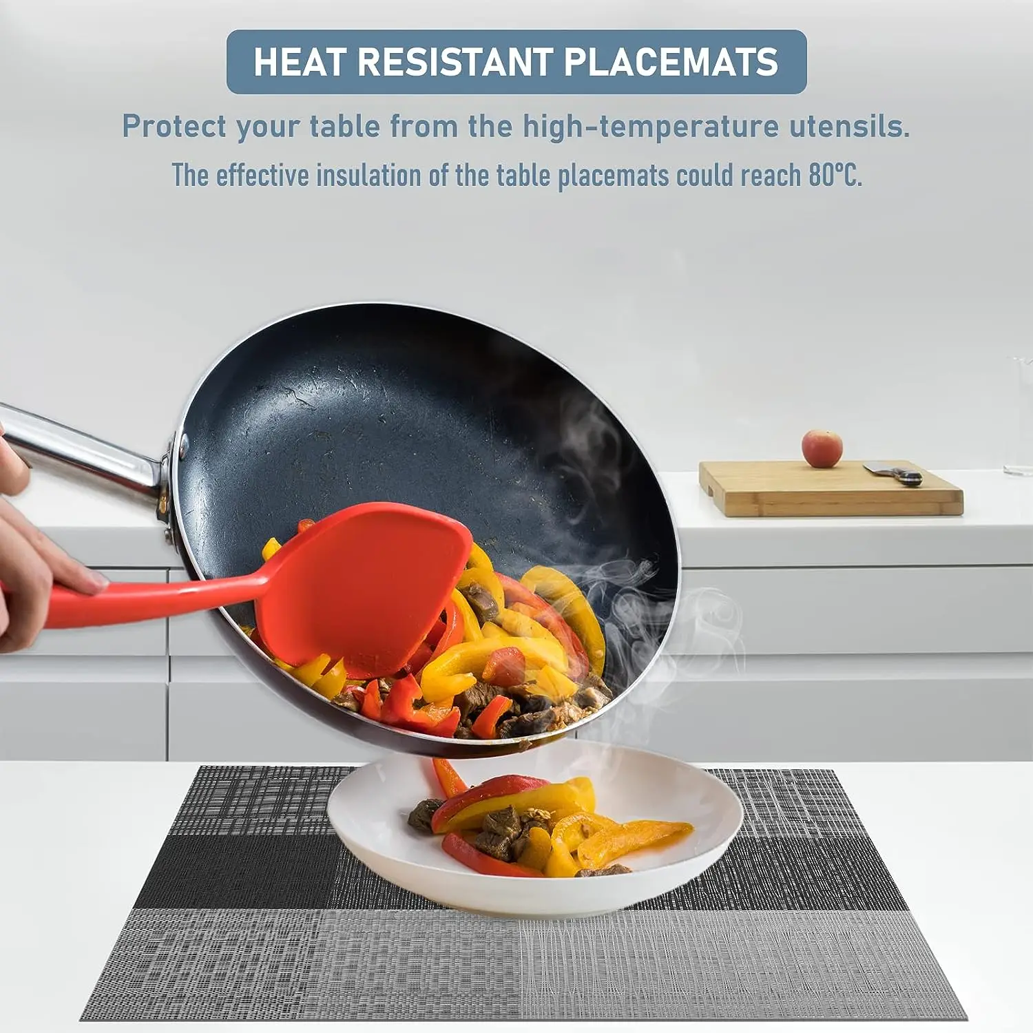 مجموعة من 6 مفارش وأكواب أنيقة من الفينيل المنسوج، مفرش مكان مقاوم للحرارة وغير قابل للانزلاق وقابل للغسل لفرش طاولة الطعام