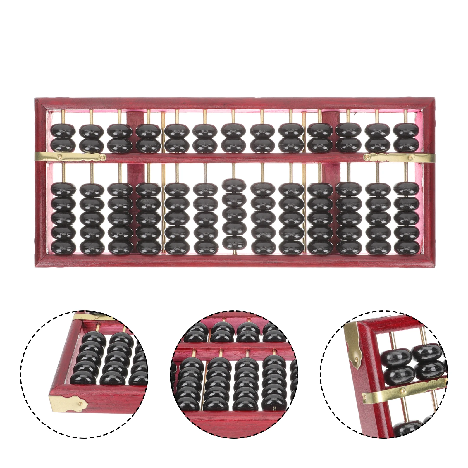 Retro 13 Column 7 Beads Abacus Kids Safe Wood Iron Portable School Math Learning Toy Arithmetic Tool Decorative Wealth