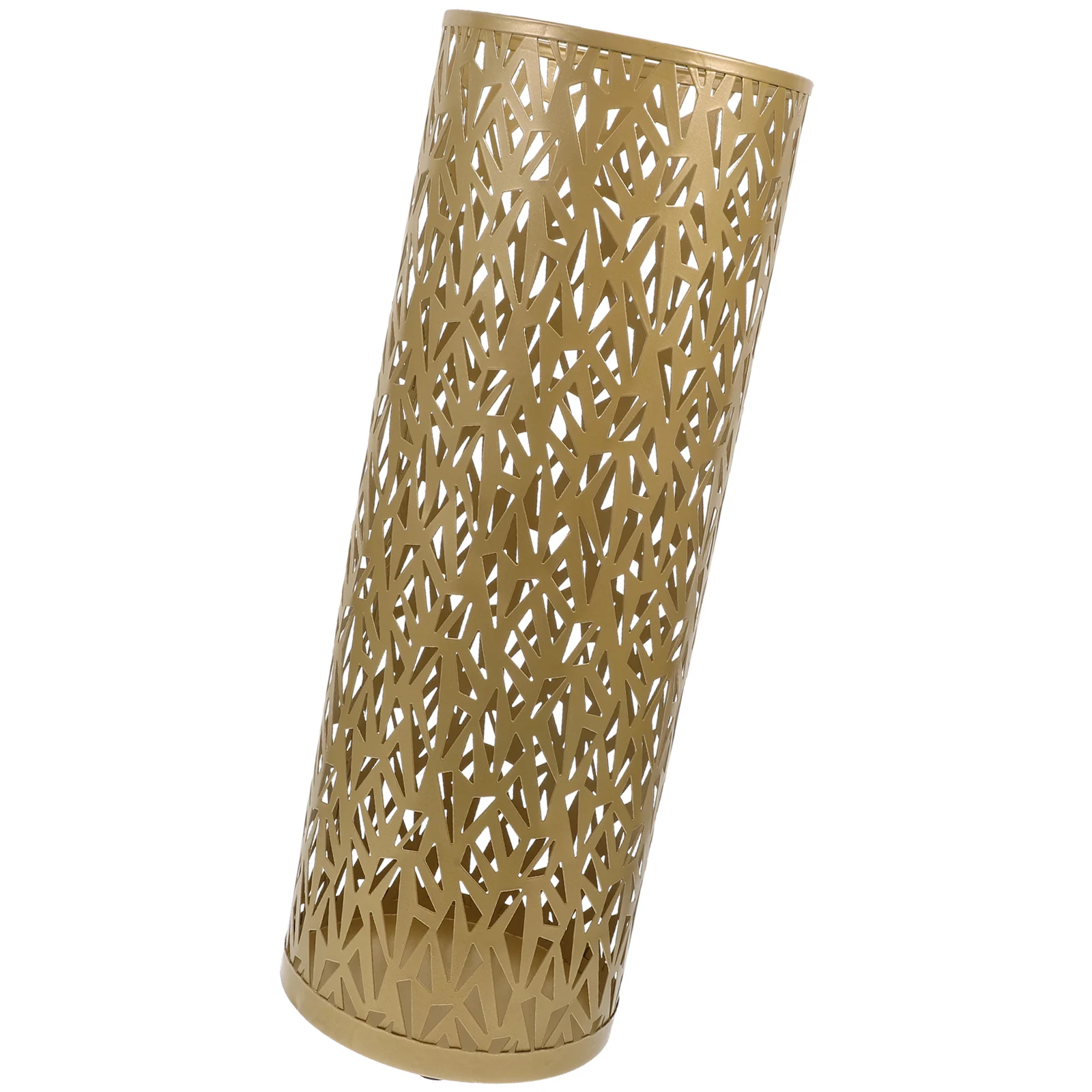 

Metal Umbrella Bucket Stand High Capacity Holder Golden Round Design Reusable Durable Material Modern Stylish Appearance