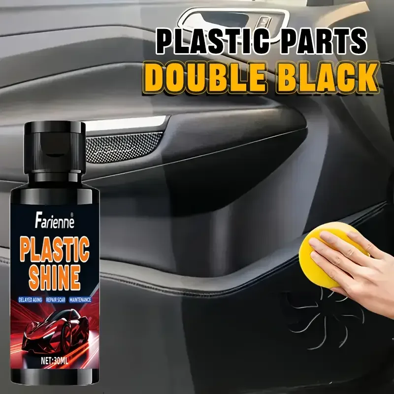 شمع تجديد البلاستيك - مرمم لمعان لوحة القيادة السوداء، يمنع التكسير والبهتان، العناية بالمقعد الجلدي والأريكة، محسن لمعان الإطارات