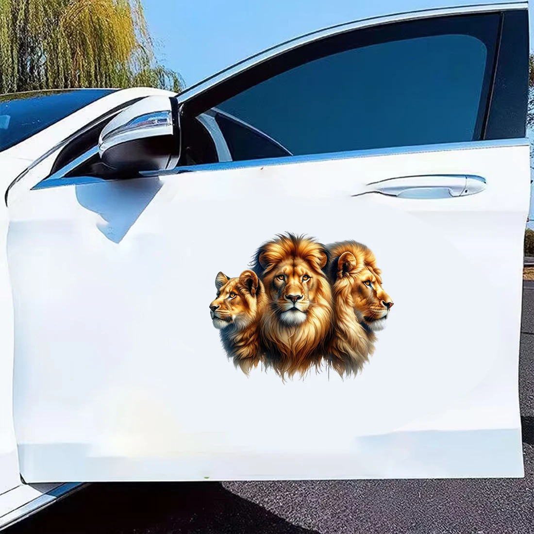 Three Ratels QB96 Mighty Lion Family Cartoon Animals Wall Stickers for Home Decoration IPAD decals car hood stickers