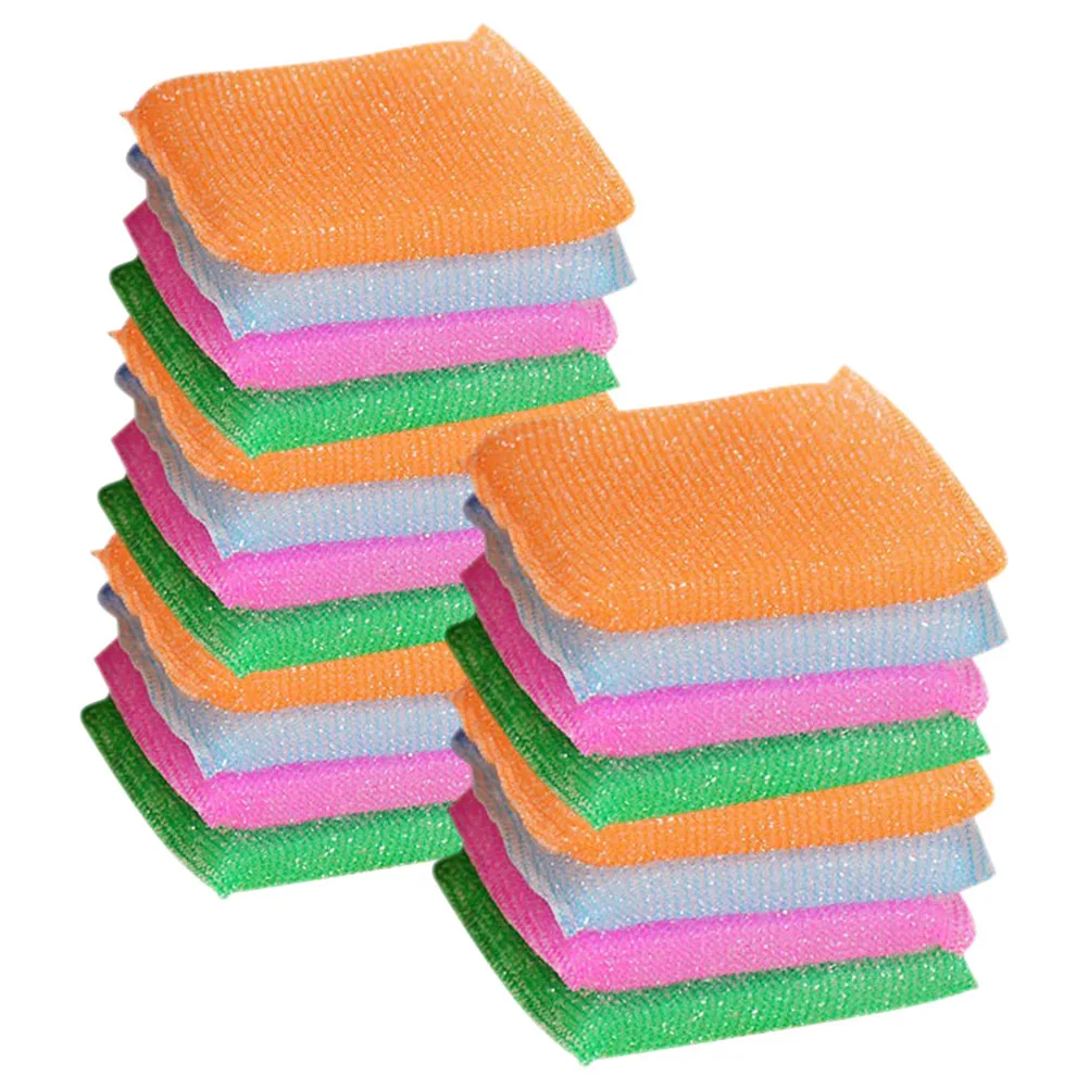 

24pcs Cleaning Sponge Kitchen Sponges Dish Scrubber Non Scratch 4 Colors Fiber Easy Storage