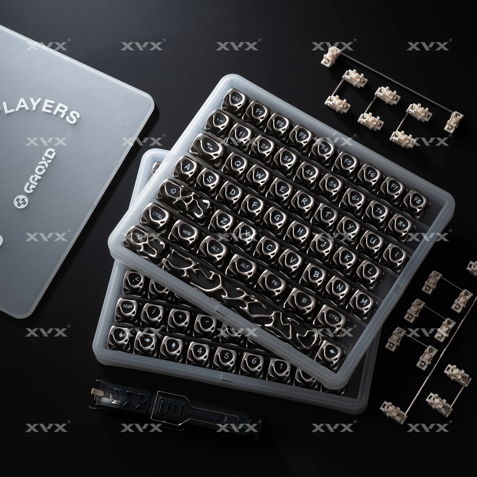 XVX personalidad Venom Keycap textura de Metal ahuecado niebla penetrante personalizado creativo transparente keycap ABS + PC 61 teclas