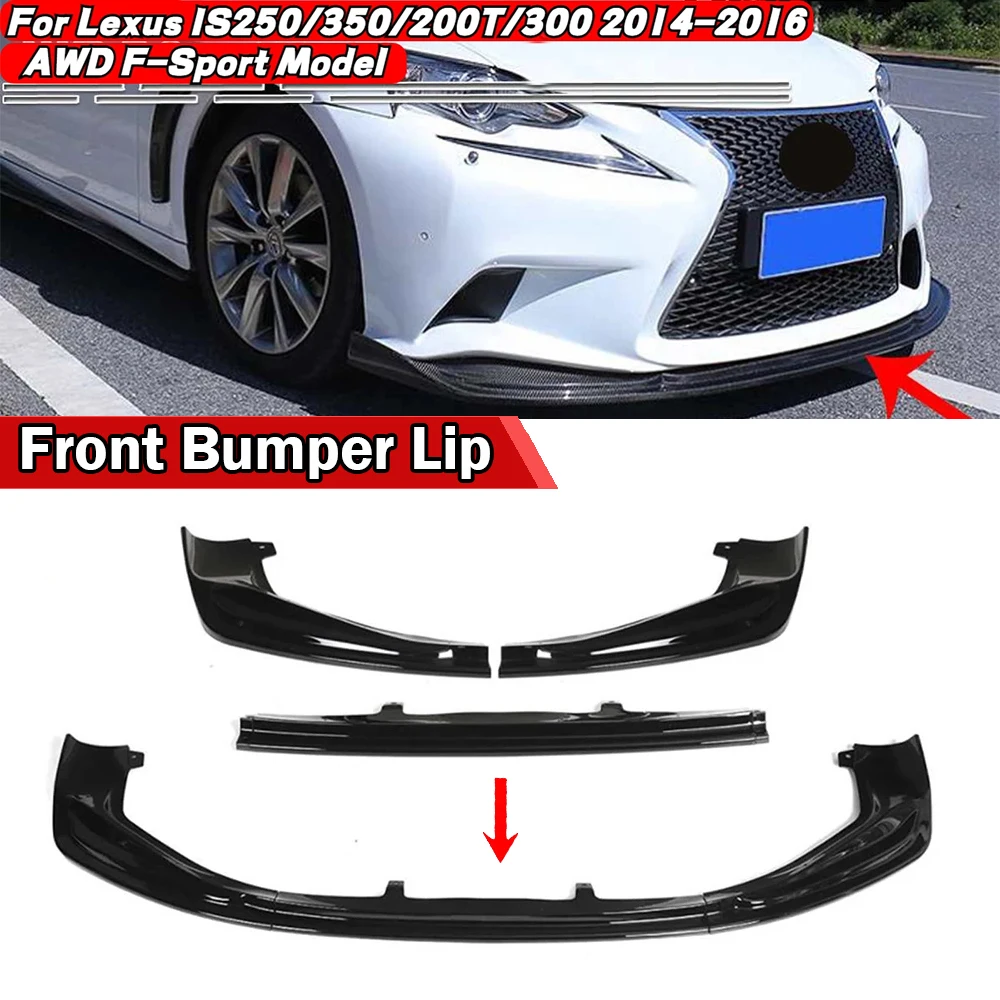 3 Pcs Carbon Fiber Front Bumper Lip Splitter Diffuser Spoiler Chin Body Kit For Lexus IS250/350/200T/300 AWD F-Sport 2014-2016