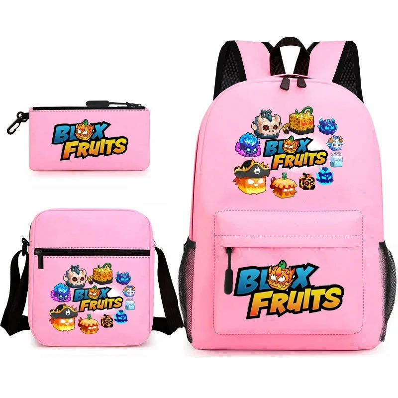Cute Fantasy Fruit Demon Character Backpack Schoolbag Shoulder Bag Pencil Case Set for Kids Students 3 In 1 Backpack Fashion Bag