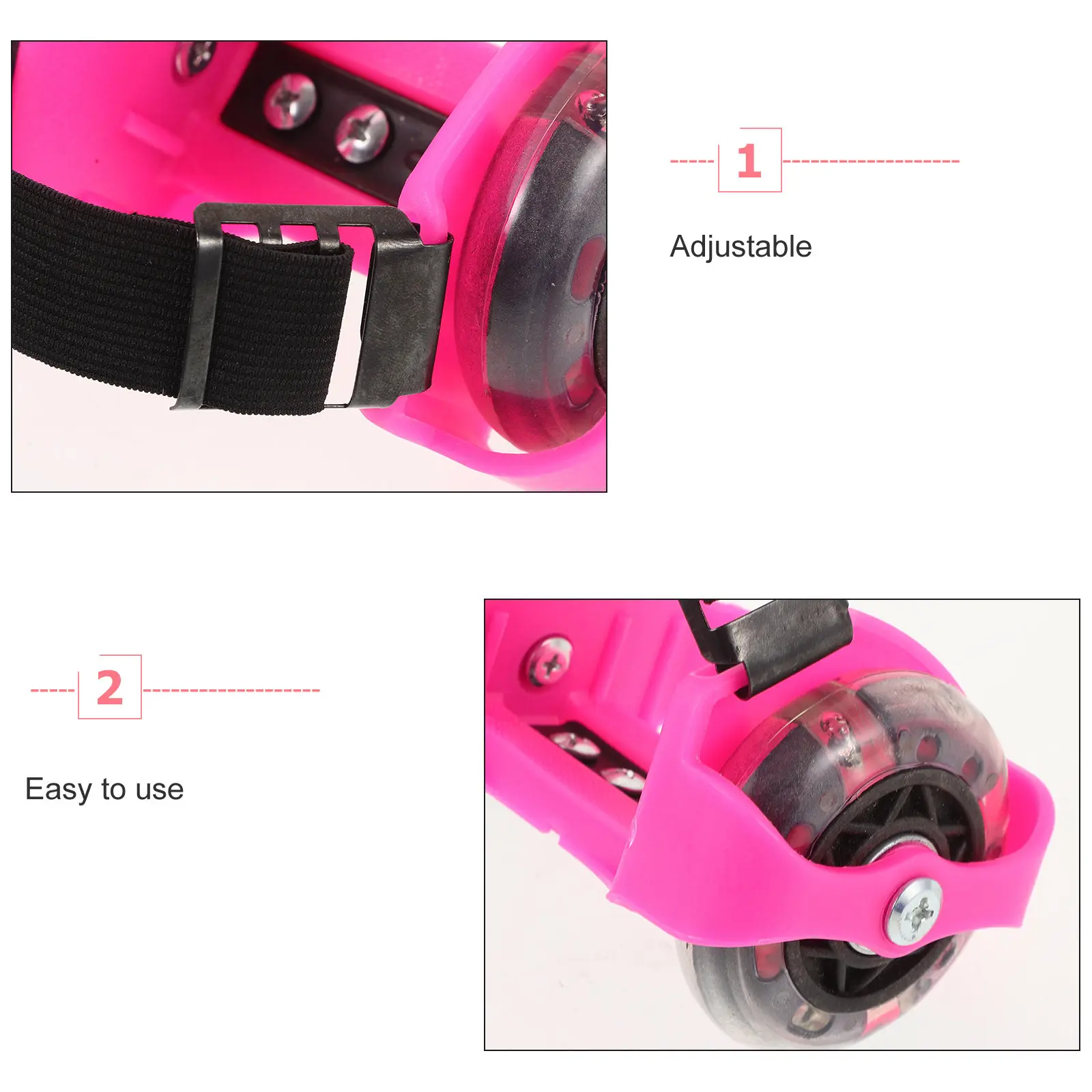 2Pairs Outdoor Roller Skates Glow Wheel Adjustable for Beginners Stable Comfortable Breathable Training Skating Shoe Sport