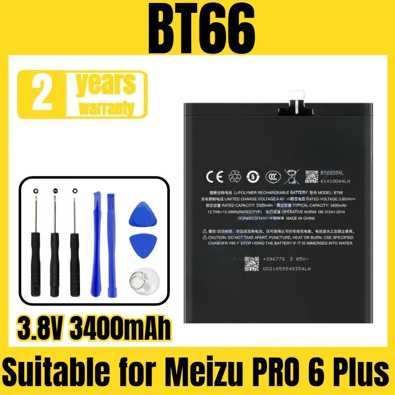 

Suitable for Meizu PRO 6Plus battery BT66 mobile phone battery, new large capacity, free tool 3.8V 3400mAh