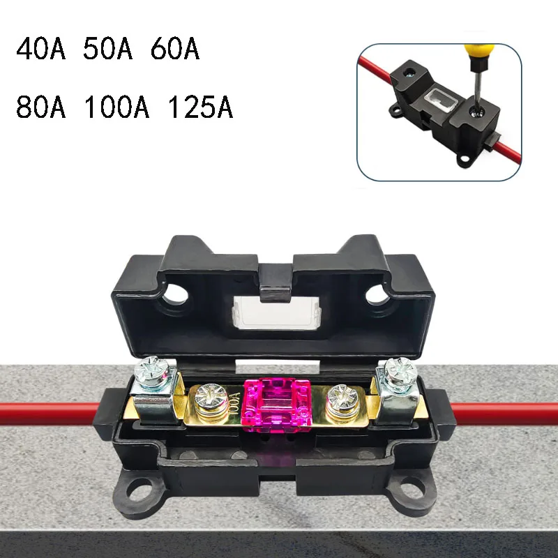 40A80A100A125A Bolt Type Fuse Box Pressure Free Welding with Insurance Piece Used for Car RV Forklift High Power Fuse Holder