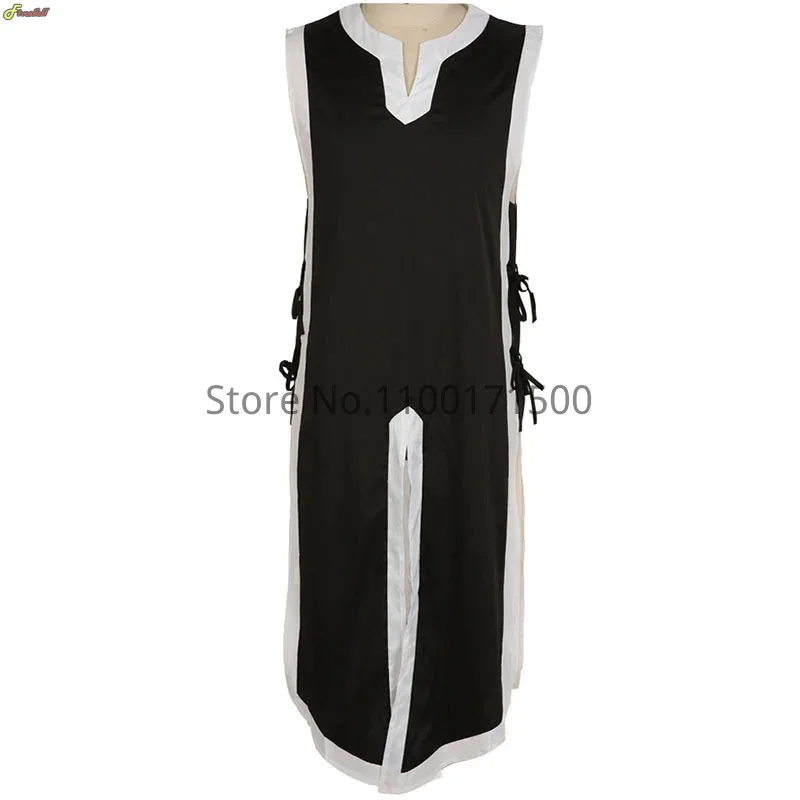 Neue mittelalter liche Krieger Ritter Cosplay Kostüm Mann ärmellose Ritter Templer Renaissance Schnürung Robe Tops Halloween Party Outfits