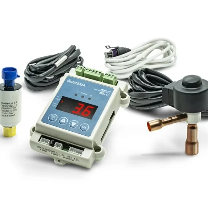 SANHUA Industrial Electronic Expansion Valve Kit SEC611 R4 SEC612 R4 Pressure Transducer Packard Cable Temperature Sensor Energy