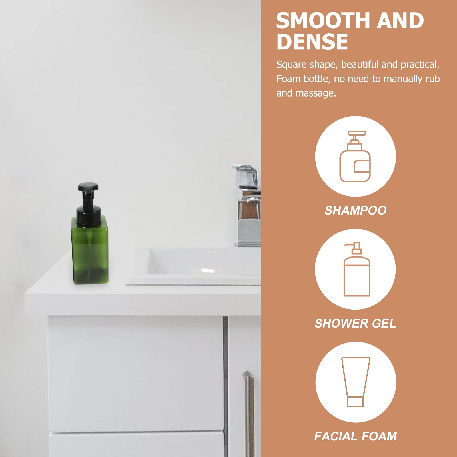 4 قطع مربعة قابلة لإعادة الملء من زجاجات رغوة الشامبو، مضخة ضغط محمولة، حاويات أدوات الزينة للسفر، غسول الصابون السائل للجسم