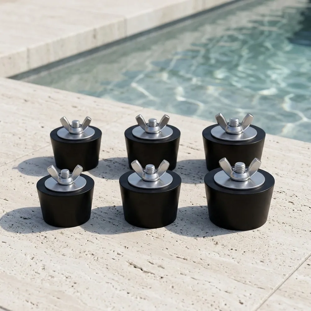 Rubber Pool Stoppers 6 Pack for Winterizing For Above Ground Pools Fits 1 to 2 Return Lines Backflow Prevention