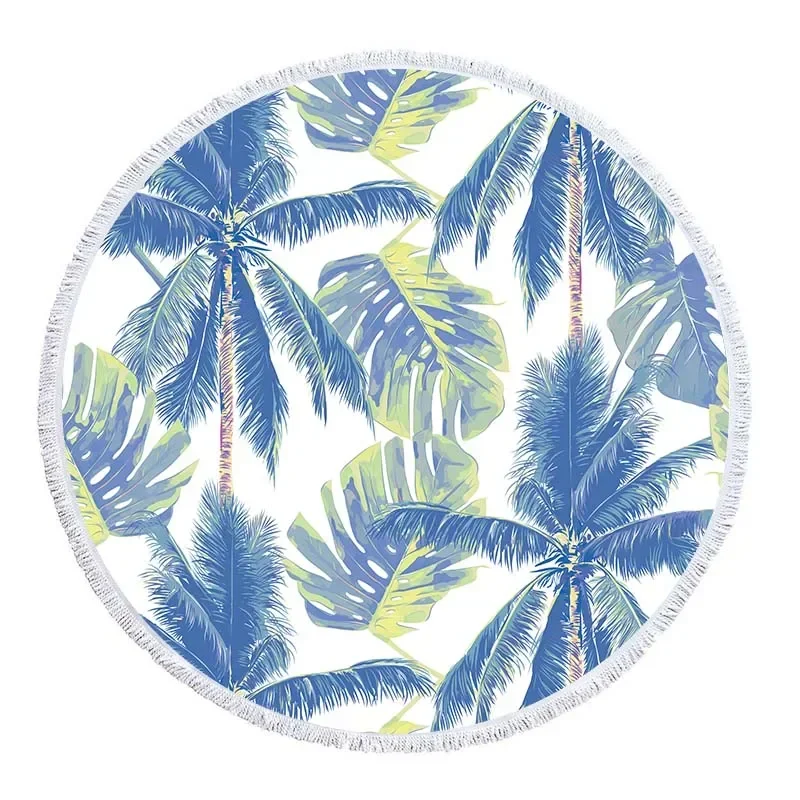 Summer Microfiber Beach Towel Palm Tree Sea Landscape Mat Toallas Large Round Beach Bed Sheet Swimming Yoga Travel Bath Towels