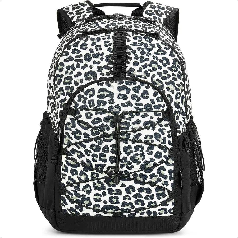 

Snow Leopard Backpack for Teen Girls Travel School Backpack for Girls Middle School Large Bookbag 18 Inch Black