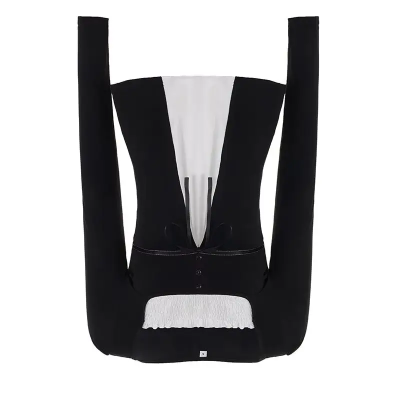 New Fitted Long-sleeved T-shirt 2026 Spring Autumn Fashion French Sweet Fresh Style Color-blocking Patchwork Fake Two-piece Top