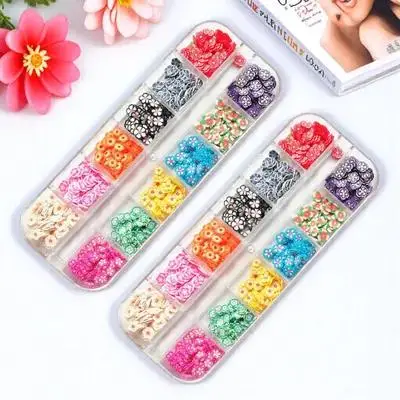 2 Boxes 12 Grids Premium Nail Sequins Crystal Mud Polymer Clay for DIY Manicure Nail Art Sparkling Decorations Stage Performance