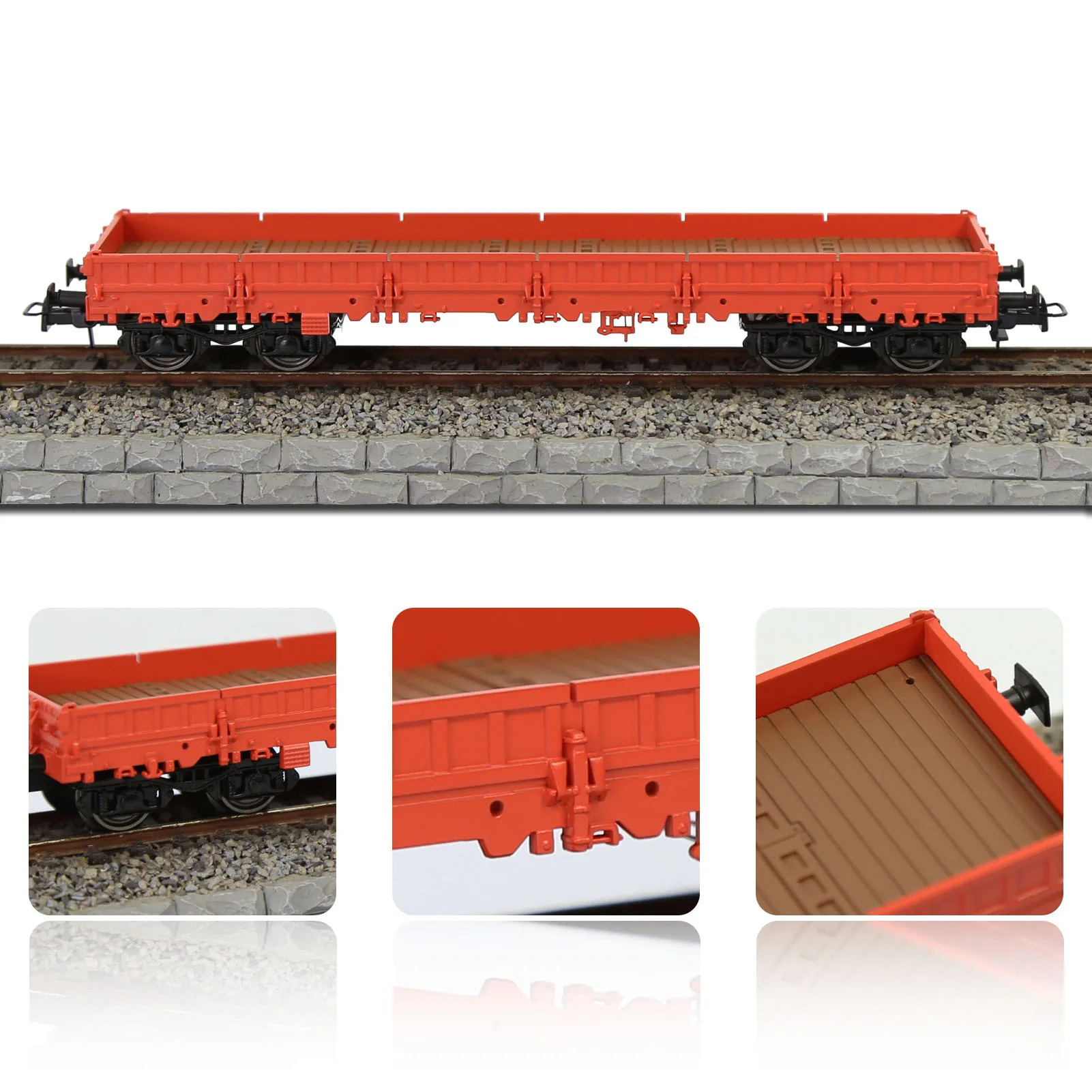 Evemodel Train - HO 체중계 40 인치 로우사이드 플랫카, 1:87 모델 왜건 도색, 글자 없는 C8764