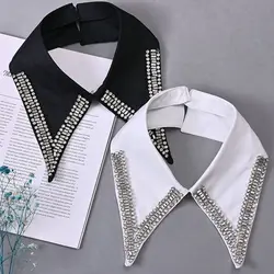 Removable Pearl Fake Collar Fashion Lapel White Black False Collar Shirt Clothes Accessories Detachable Collar Neckline Women