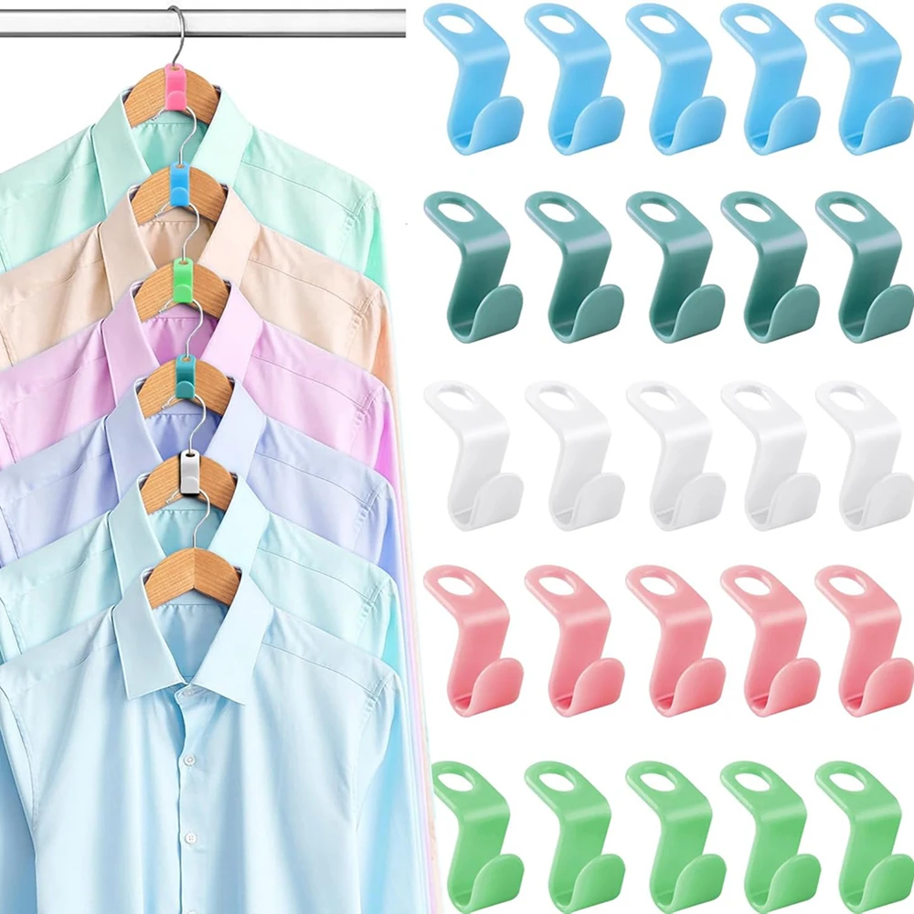 40PCS Clothes Hanger Connector Hooks Heavy Duty Cascading Hanger Extender Hooks Plastic Hangers Extenders Hooks for Organiser
