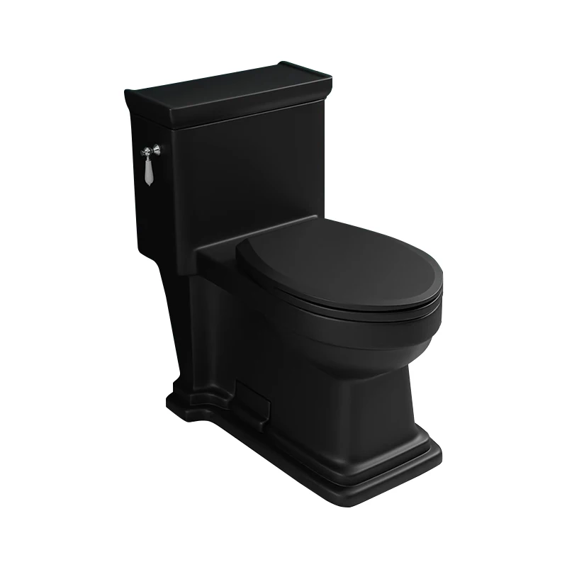 Cuvette de toilette monobloc en céramique noire au design rétro anglais