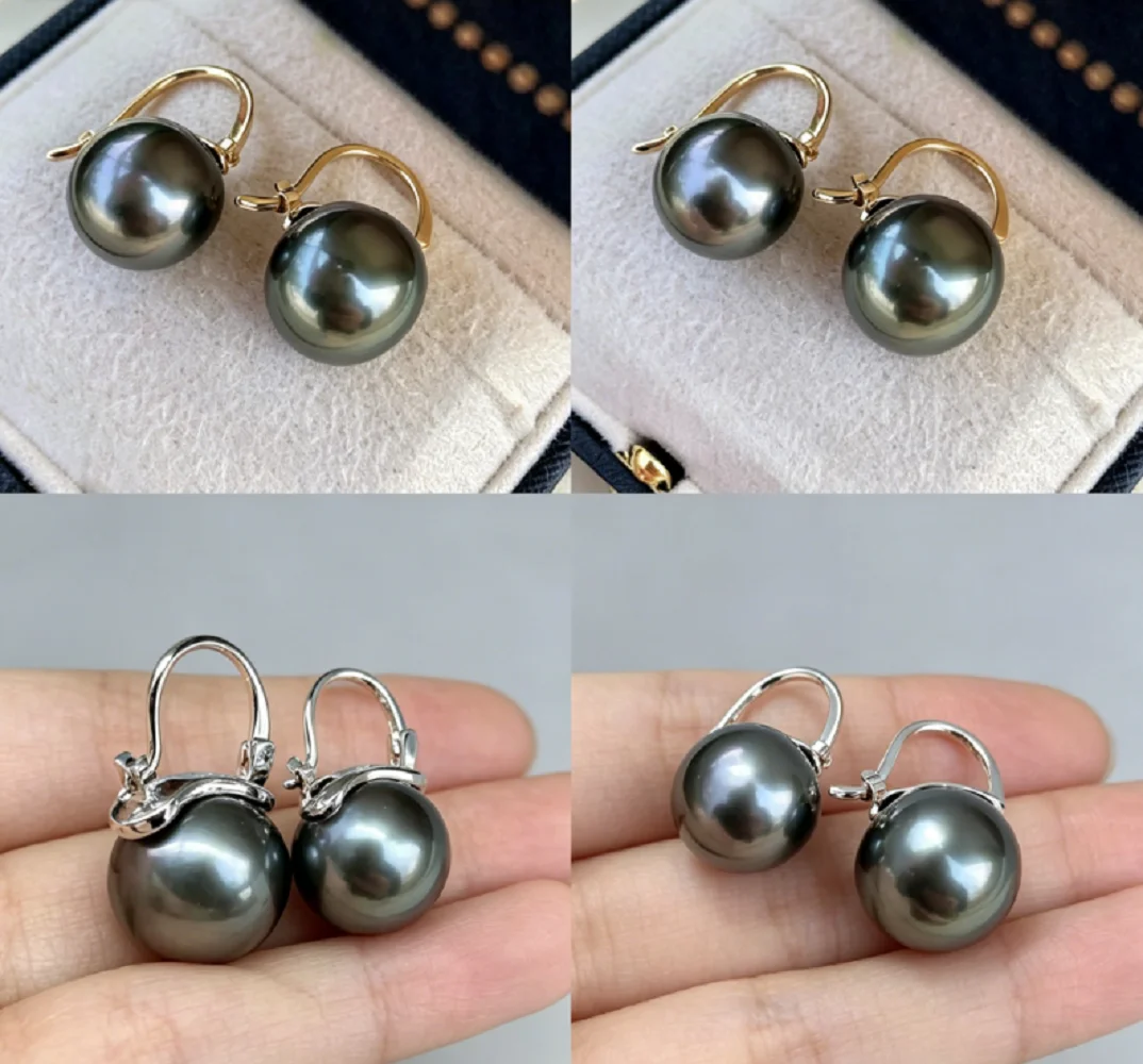 

Gorgeous Earrings AAAA9-10mm/10-11mm Natural Tahitian Pearl Earrings 925s