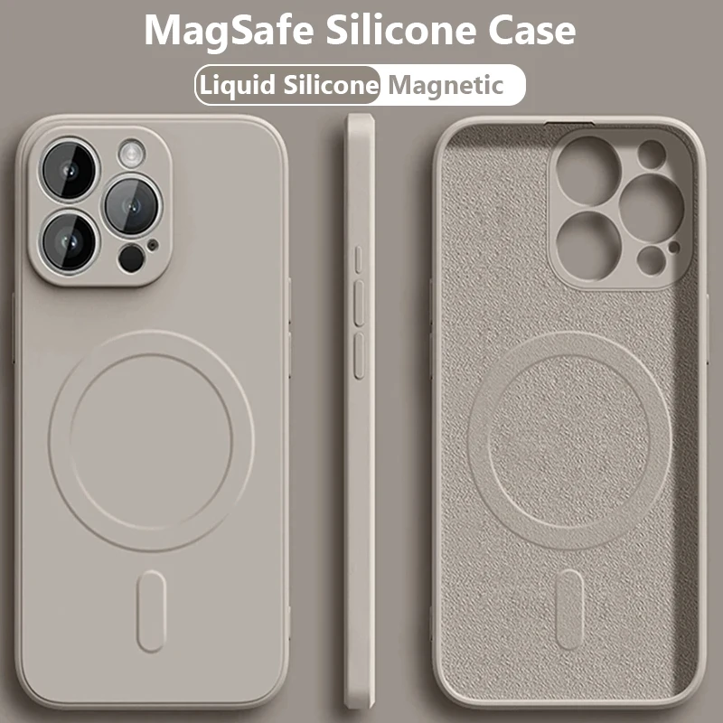 For Magsafe Magnetic Liquid Silicone Case For iPhone 16 15 Pro Max 14 13 12 Wireless Charge Camera Protection Shockproof Cover