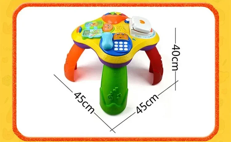 Mesa multifuncional dos desenhos animados engraçados para educação infantil, livro, laptop, telefone, aprendizado de piano, mesa musical, presente de brinquedo, 4 em 1