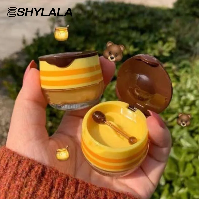 Balsamo per labbra al miele dell'orso Barattolo di miele carino Maschera per labbra per dormire Idratante Idratante