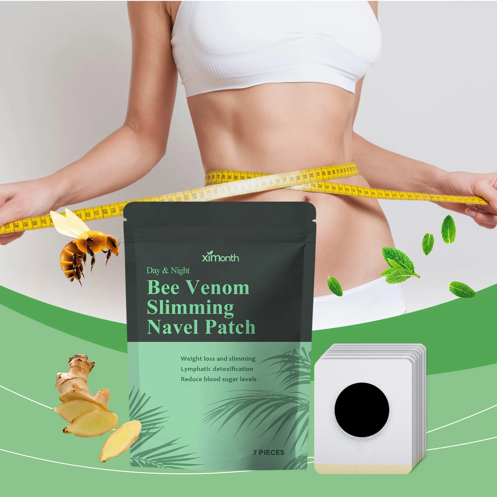 4pcs/set  Ximonth Bee Venom Slimming Navel Patch, Navel Lymph Patch Shape Slimming Digestion Health Vitality Detumescence Care