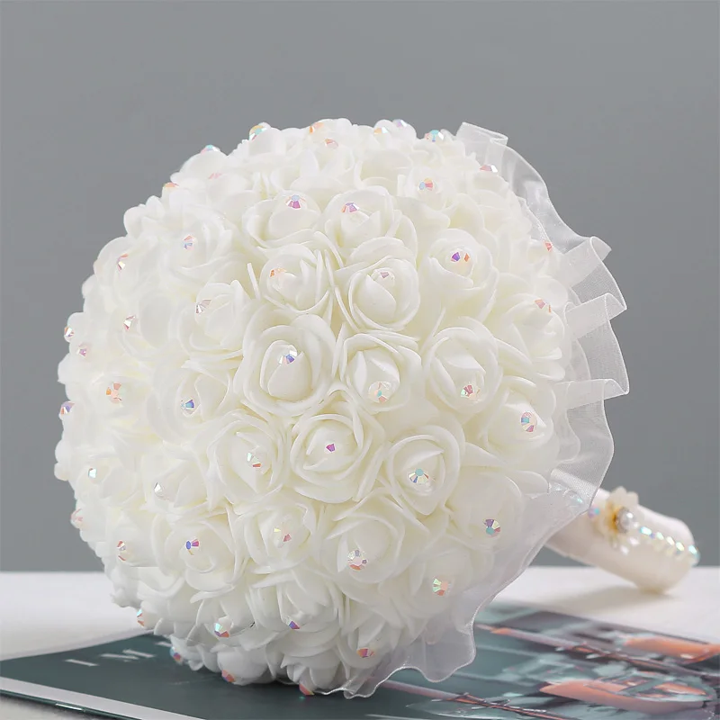Elegant faux rose bouquets for weddings and engagements - lifelike roses in polyester silk, faux flower arrangements for brides
