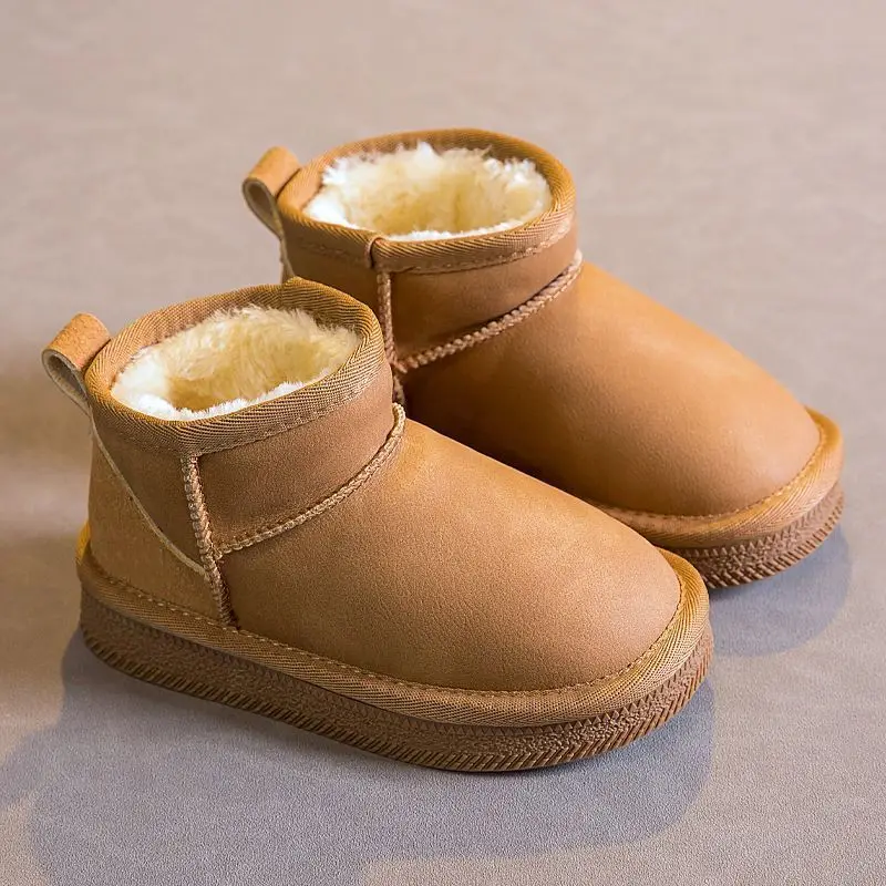 

2026 New Kids Snow Boots for Girls Boys Baby Winter Warm Shoes Waterproof Short Boots Faux Fur Lined Non Slip Outdoor Sneakers