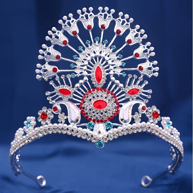 

Islam luxury pearl rhinestone crown Muslim wedding tiaras Dubai Princess fashion jewelry Corolla Moroccan bridal hair jewelry