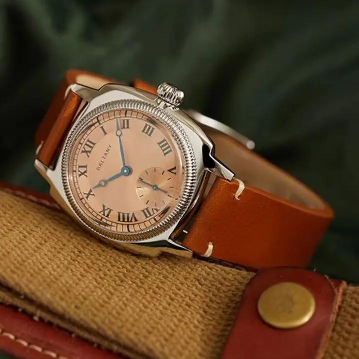 Baltany Men Pilot Watch 36MM Square Quartz Wristwatch Bubble Sapphire Mirror 100M Waterproof VD78 Enameling Hands
