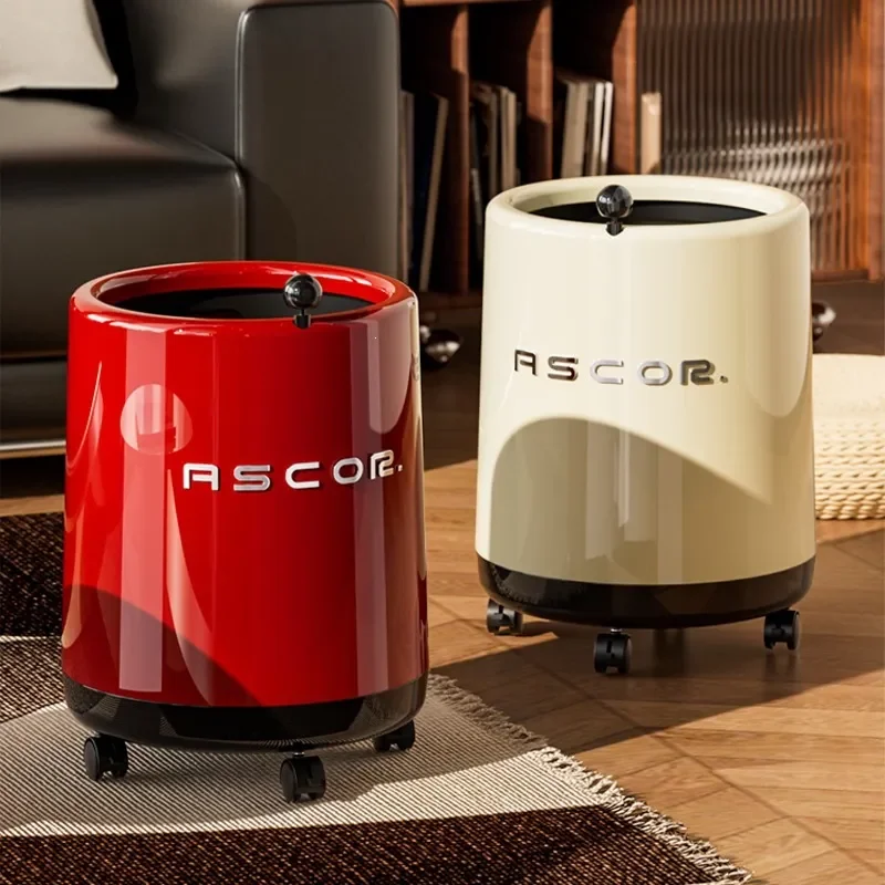 for Large Capacity Household Trash Can High Value Living Room Bathroom Creative Polka Dot Double Layer Bin with Wheels