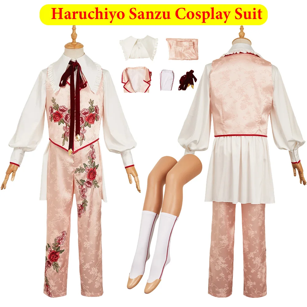 

Men Haruchiyo Sanzu Cosplay Costume Shirt Pants Vest Necktie Socks Anime Roleplay Clothing Adult Outfits Halloween Party Suit