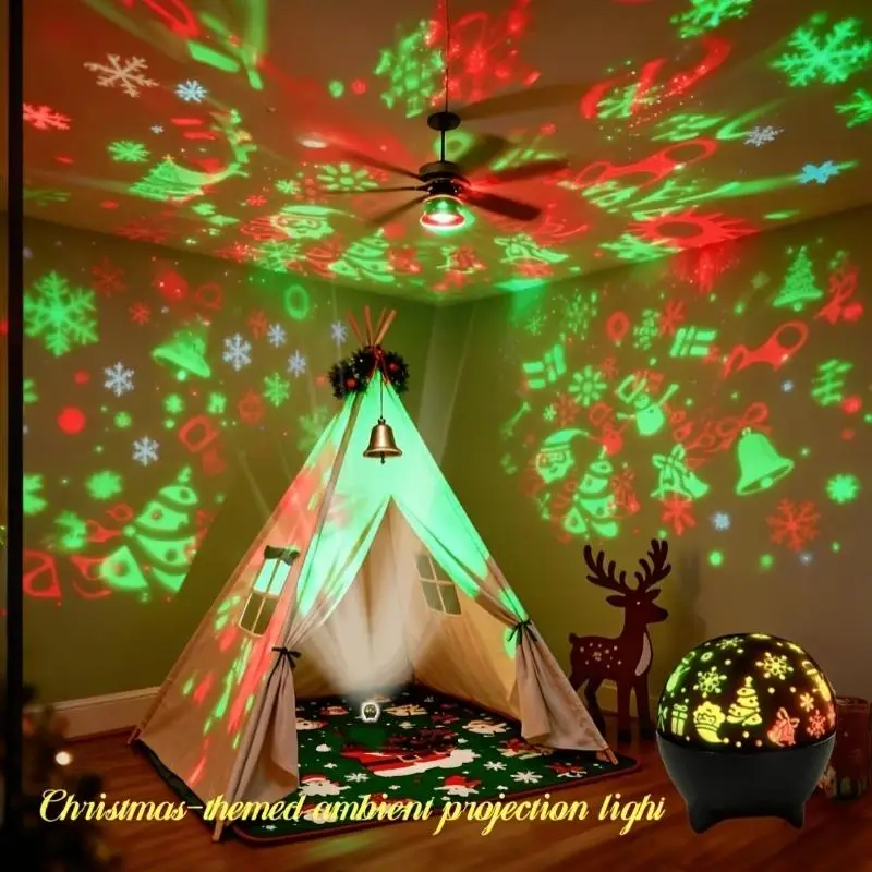 1Set Christmas LED Projector Light Colorful Rotating Xmas Patterns USB Power For Holiday Parties Home Bedroom Decoration