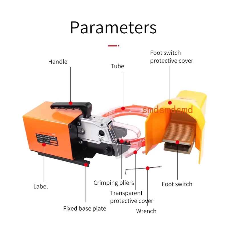 0.25-10mm Pneumatic Crimping Pliers Cold Press Terminal Crimping Machine Multifunctional Changeable Die Terminal Machine