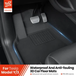 YZ-Tapis de Pieds 3D Étanche et Facile à Nettoyer pour Voiture TESLA Y 2021-2023, Polymères de Sol, Accessoires d'Nik