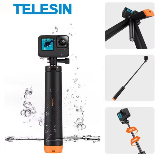 TELESIN Insta360 X5 X4 X3 palo de Selfie flotante con trípode para GoPro Hero13 12 11 DJI OSMO Action6 5 Pro 4 3/X4/X3/ACE/PRO/GO 3