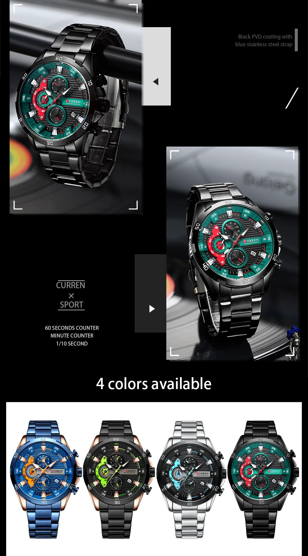 CURREN 8402 Herren Edelstahl-Uhr Kreatives Mode-Design Leuchtendes Zifferblatt mit Chronograph Freizeit-Luxus-Herrenuhr Reloj Hombre – Detail 6