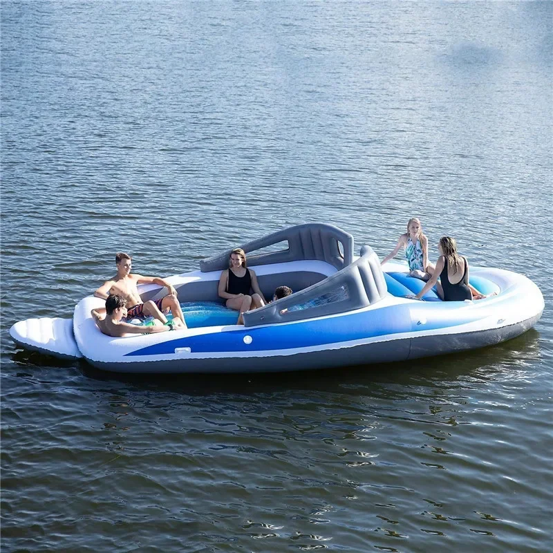 New Inflatable Boat 6 Person Floating Island Sea Party Yacht Eco Friendly PVC Drift Boat 400cm Max