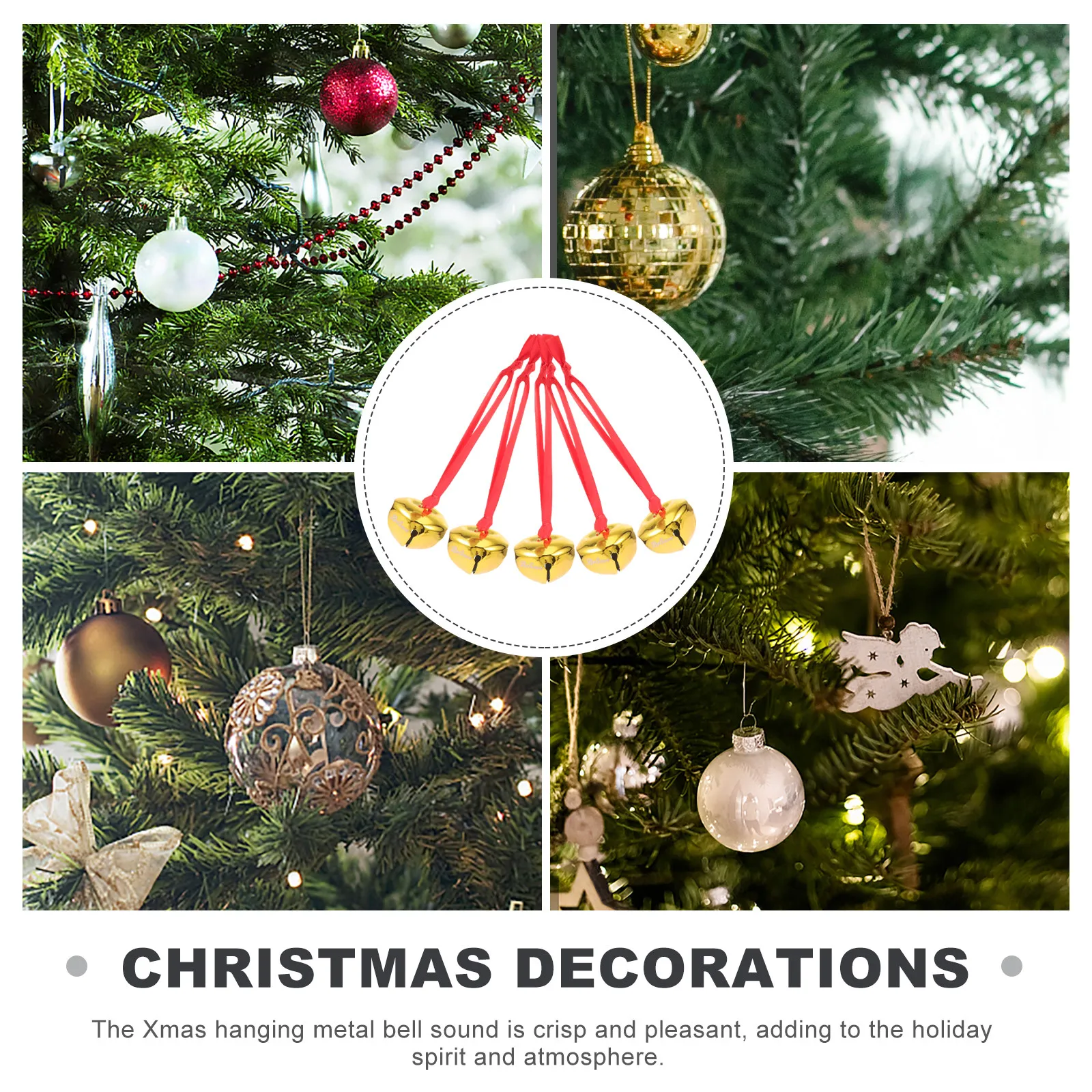 

Набор из 12 металлических колокольчиков-подвесок для елки, для рождественских украшений и вечеринок, с чистым звуком, легкие