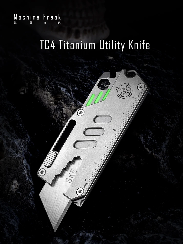 TC4 Titanium EDC Multi-tool Utility Knife SK5 Blades Pocketknives Wallpaer Paper Cutter with Luminous tube Outdoor Tool Dropship